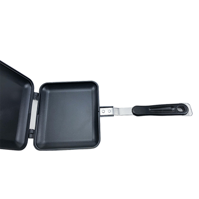 Dwustronna patelnia grillowa ze stali nierdzewnej z podwójnym dnem - idealna do pieczenia steków i gotowania, narzędzie kuchenne - Wianko - 2