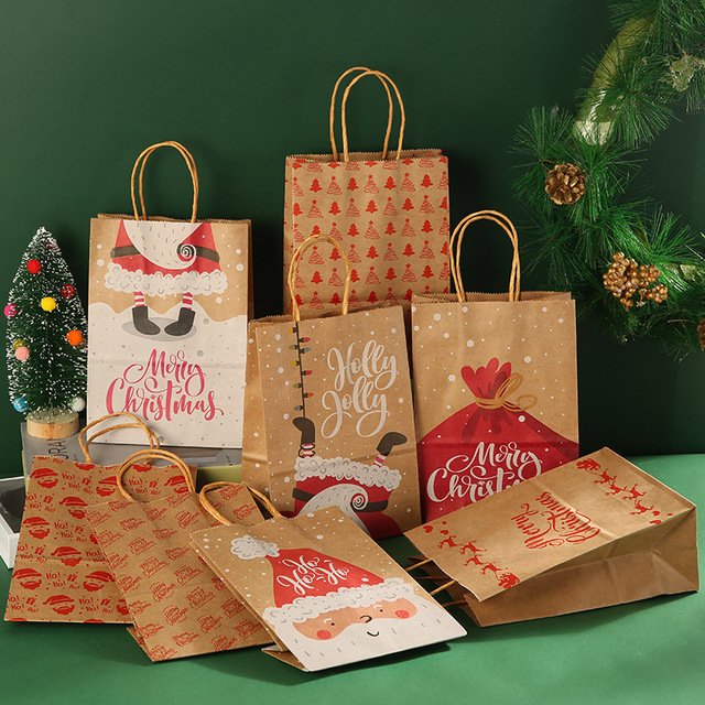 5 dużych bożonarodzeniowych toreb prezentowych, wzór drukowany na torbach, idealne na prezent, cukierki i ubrania, rok 2022 - Wianko - 1