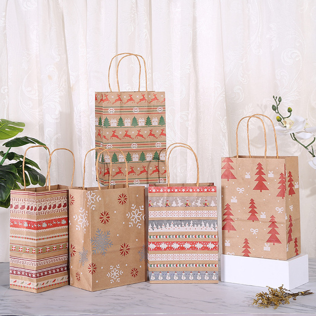 5 dużych bożonarodzeniowych toreb prezentowych, wzór drukowany na torbach, idealne na prezent, cukierki i ubrania, rok 2022 - Wianko - 3