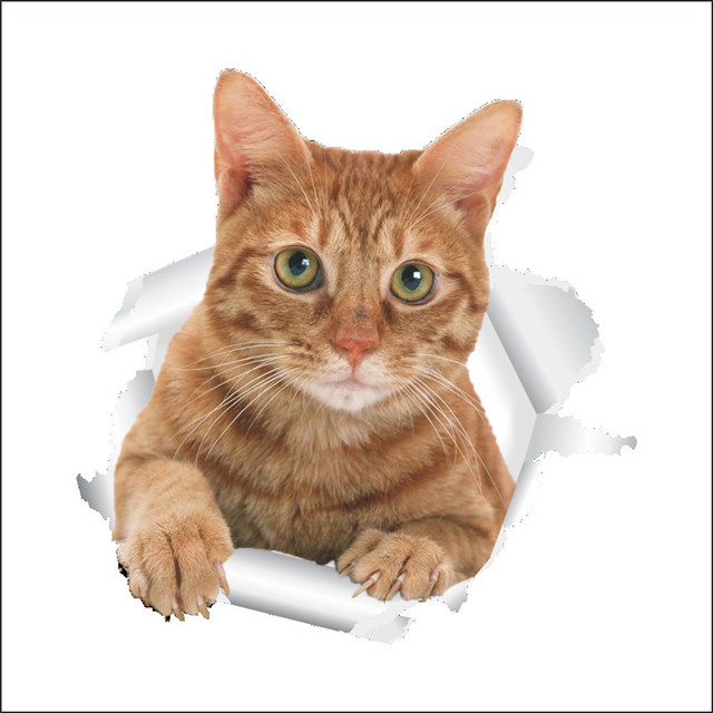 Naklejki ścienne 3D na toaletę - koty - Wianko - 5