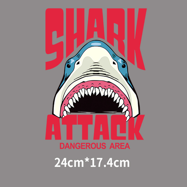 Łatka na odzież męską T-shirt DIY - wzór Marine Animal Shark Patch - topliwy Transfer ciepła zmywalny naklejka - Wianko - 2