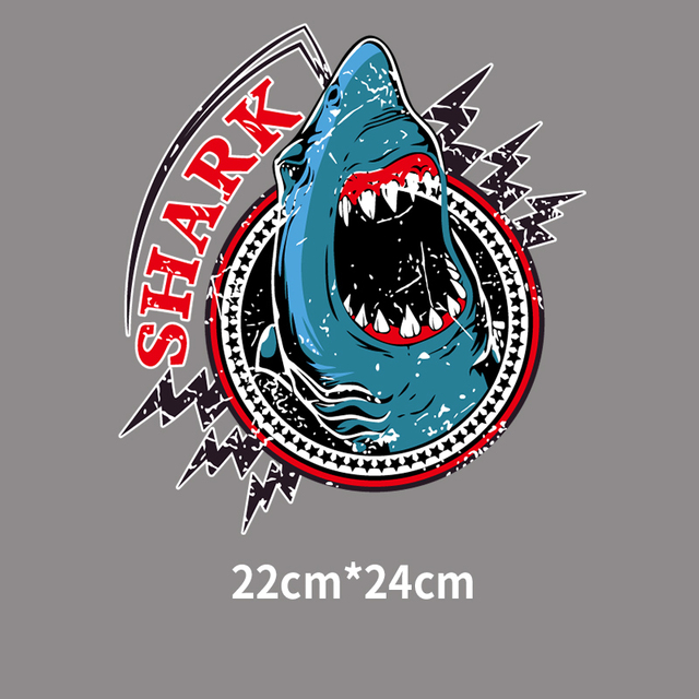 Łatka na odzież męską T-shirt DIY - wzór Marine Animal Shark Patch - topliwy Transfer ciepła zmywalny naklejka - Wianko - 7