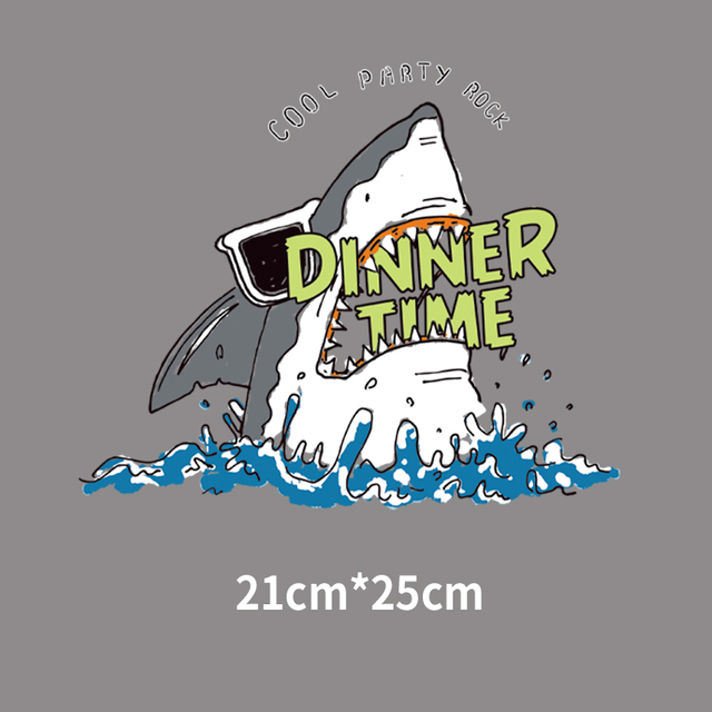 Łatka na odzież męską T-shirt DIY - wzór Marine Animal Shark Patch - topliwy Transfer ciepła zmywalny naklejka - Wianko - 4