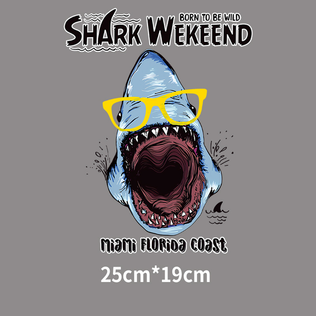 Łatka na odzież męską T-shirt DIY - wzór Marine Animal Shark Patch - topliwy Transfer ciepła zmywalny naklejka - Wianko - 3