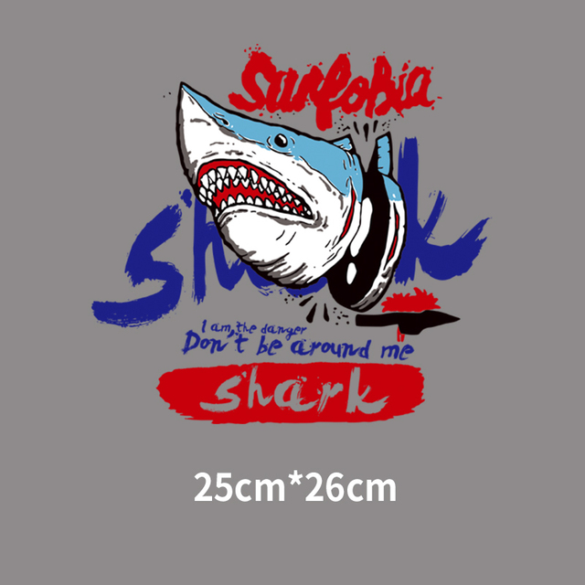 Łatka na odzież męską T-shirt DIY - wzór Marine Animal Shark Patch - topliwy Transfer ciepła zmywalny naklejka - Wianko - 6
