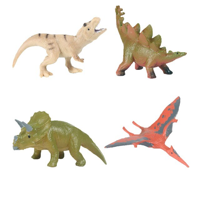 Figurki akcji 4pc: Mały Tyranozaur, Pterozaur, Mosasaur i Triceratops - Zestaw symulacji dinozaurów dla dzieci - Wianko - 4