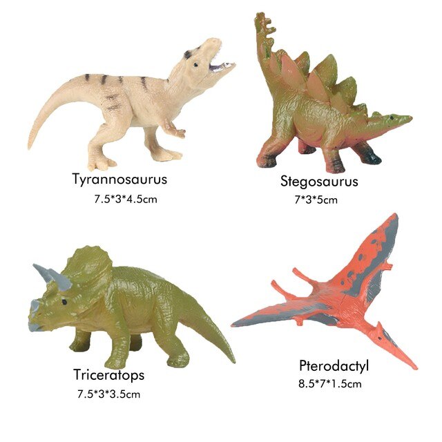 Figurki akcji 4pc: Mały Tyranozaur, Pterozaur, Mosasaur i Triceratops - Zestaw symulacji dinozaurów dla dzieci - Wianko - 9