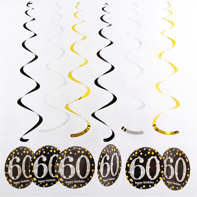 Wisiorek spiralą PVC 6 sztuk wszystkiego najlepszego z okazji urodzin 18 21 30 40 50 60 70 lat - Wianko - 12