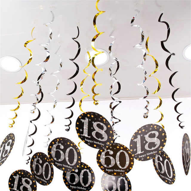 Wisiorek spiralą PVC 6 sztuk wszystkiego najlepszego z okazji urodzin 18 21 30 40 50 60 70 lat - Wianko - 22