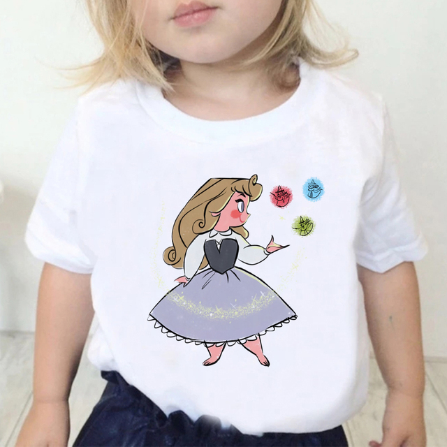 Koszulka dla dziewczynki Disney Piękna i Bestia, krótki rękaw, letnia, streetwear - Wianko - 14