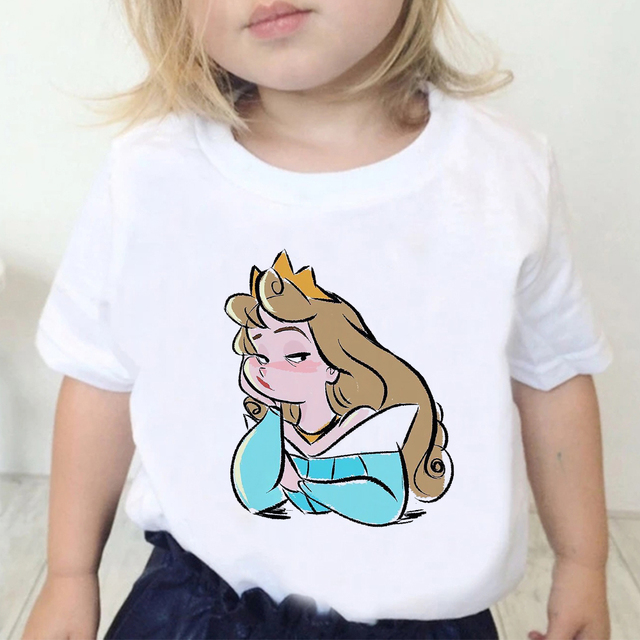 Koszulka dla dziewczynki Disney Piękna i Bestia, krótki rękaw, letnia, streetwear - Wianko - 5