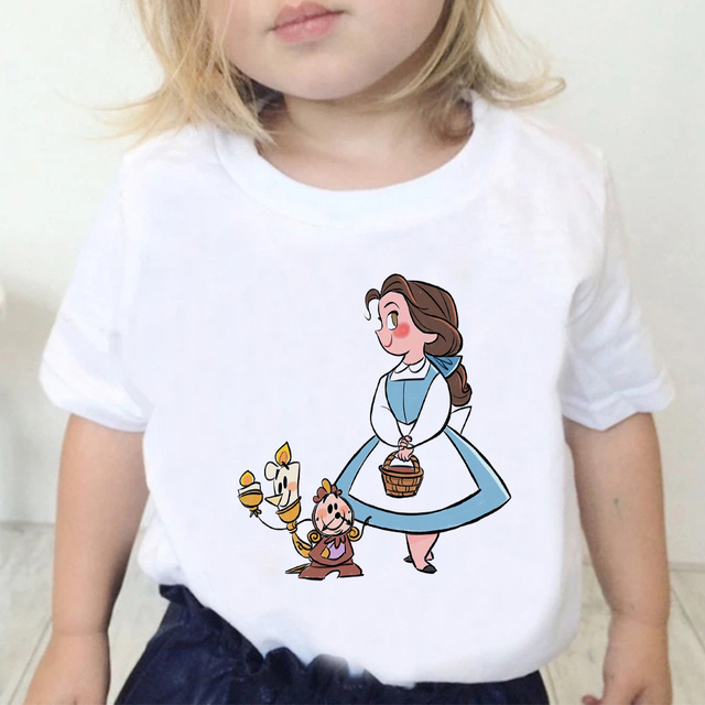 Koszulka dla dziewczynki Disney Piękna i Bestia, krótki rękaw, letnia, streetwear - Wianko - 18