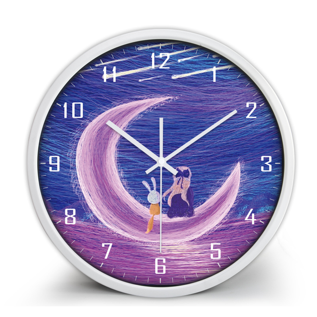 Zegar ścienny do pokoju dziecięcego z kolorowym drukiem - nowoczesny design, okrągła tarcza, wyciszenie, idealny jako specjalny prezent - Wianko - 14