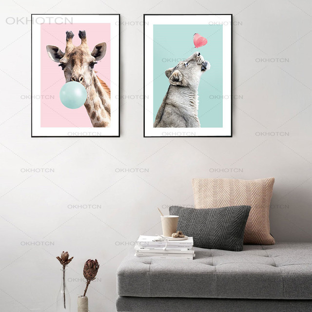 Plakat i obraz Żyrafa Panda dla dzieci - idealne do pokoju przedszkolnego - wodoodporny materiał na płótnie - nie oprawiony - Wianko - 5