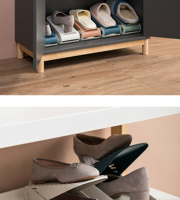 Regał szafka na buty półka podwójna warstwowa plastikowa - Wianko - 4
