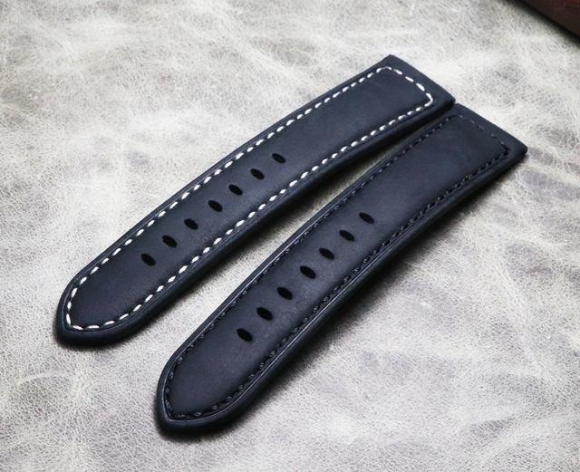 Wysokiej klasy czarny pasek zegarkowy ze skóry bydlęcej o szerokości 22mm i 24mm - Wianko - 11