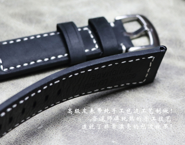Wysokiej klasy czarny pasek zegarkowy ze skóry bydlęcej o szerokości 22mm i 24mm - Wianko - 9