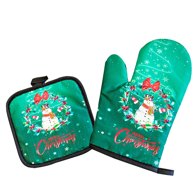 Rękawice termiczne na Boże Narodzenie - zestaw 2 sztuk - idealne do pieczenia, grillowania i dekoracji świątecznych - Wianko - 5