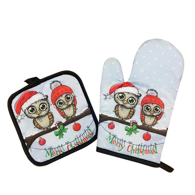Rękawice termiczne na Boże Narodzenie - zestaw 2 sztuk - idealne do pieczenia, grillowania i dekoracji świątecznych - Wianko - 6