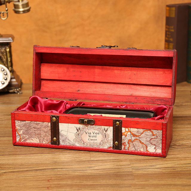Drewniane przenośne pudełko na czerwone wino vintage - butelka, uchwyt, akcesoria barowe - Wianko - 2