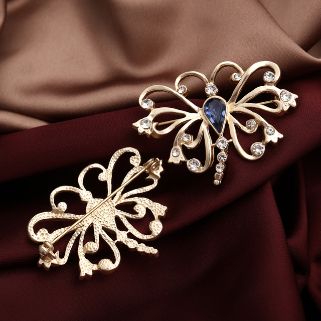 Vintage broszka z kryształowym motylem i kwiatową ozdobą, perłowe detale, elegancki dodatek do płaszcza - Wianko - 34