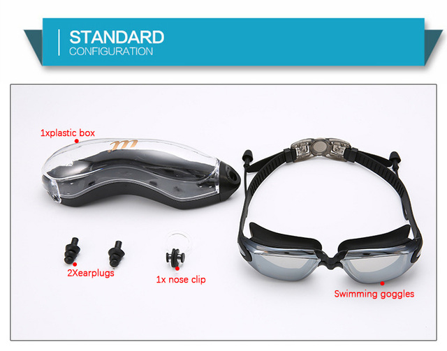 Okulary pływackie wodoodporne Anti-fog z zatyczkami do uszu dla mężczyzn i kobiet - Wianko - 1