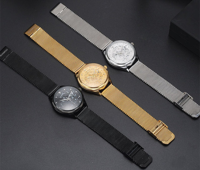 BOAMIGO mężczyźni zegarek Quartz moda czarny siatka stalowy pas zegarek automatyczny z datownikiem  Relogio Masculino - Wianko - 10