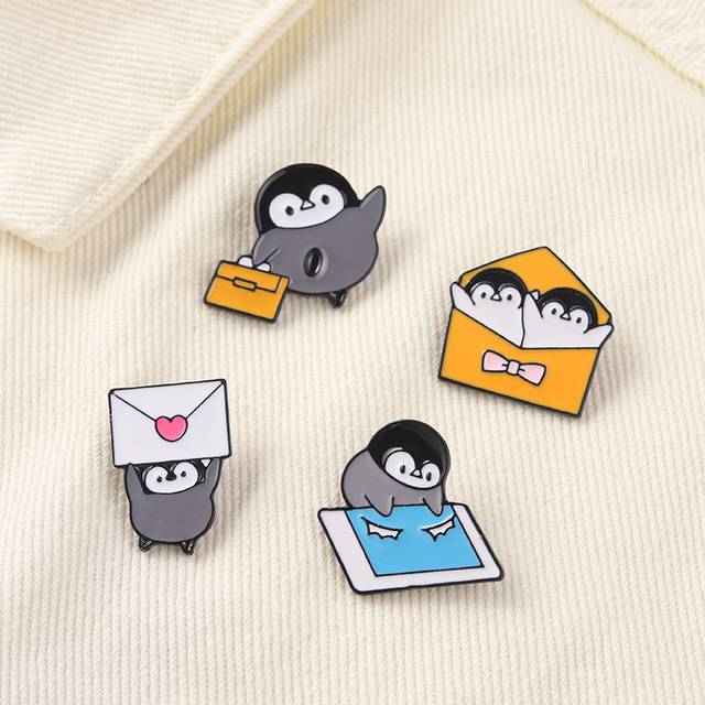 Broszka Kreatywny penguin i kaczuszka z deszczem badynek przedziałkowych do odzieży, biżuteria - Wianko - 11