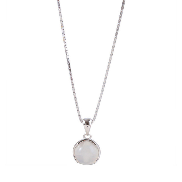 Luksusowy naszyjnik damska obroża z białego, posrebrzanego kamienia księżycowego - krótki wisiorek na okrągłym łańcuszku - Wianko - 5