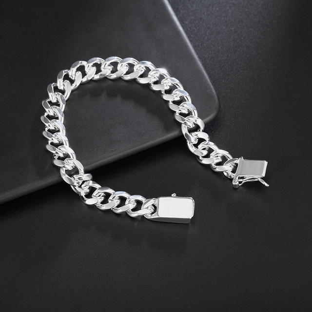 Bransoletka 925 srebro geometria chain z charms 10MM - popularne marki dla pary - Wianko - 1