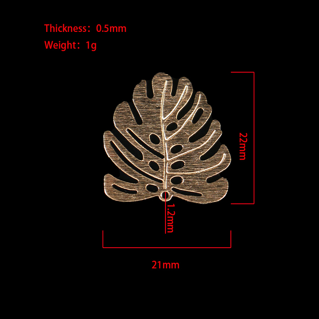 Małe liście do biżuterii – 10 sztuk szczotkowanego pojedynczego otworu - Wianko - 2
