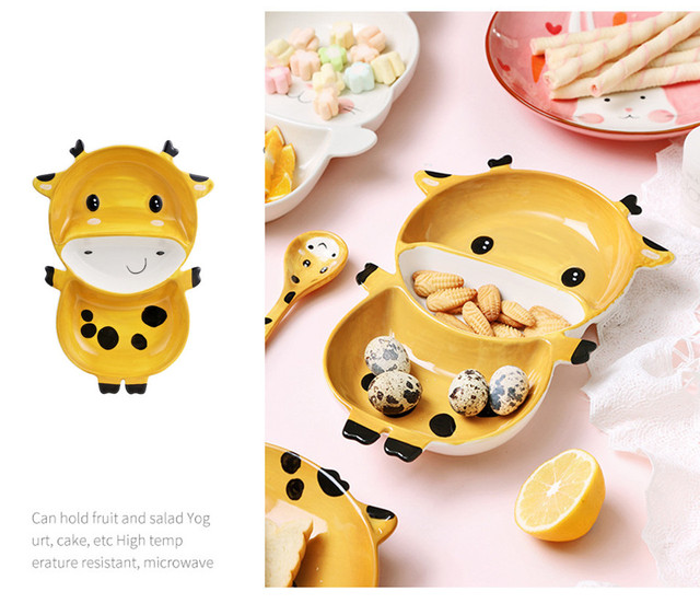 Sztućce dla dzieci JO LIFE - słodkie zwierzęce desenie, miska do karmienia, kubek, miseczka ceramiczna - Wianko - 13