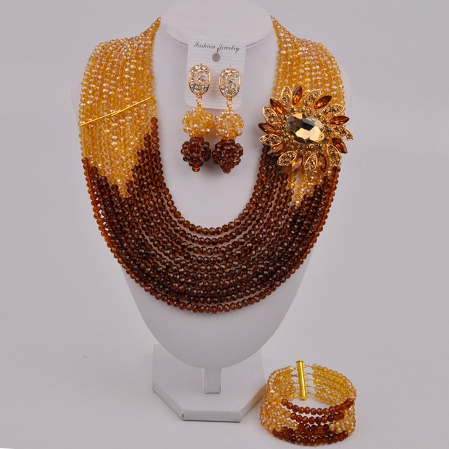 Biżuteria z białymi szampańskimi złotymi koralikami AB z kryształami - prezent na rocznicę - Wianko - 14