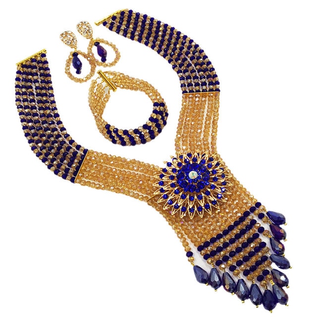 Biżuteria z białymi szampańskimi złotymi koralikami AB z kryształami - prezent na rocznicę - Wianko - 55