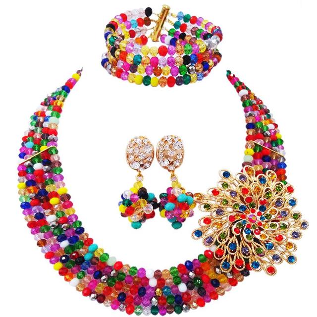 Biżuteria z białymi szampańskimi złotymi koralikami AB z kryształami - prezent na rocznicę - Wianko - 27