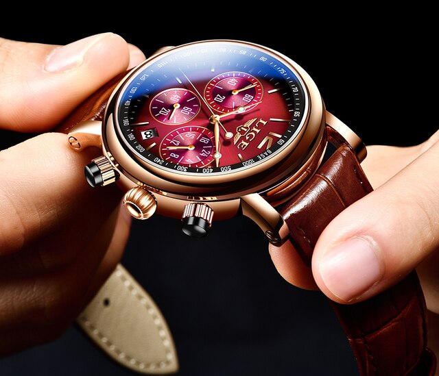 Zegarek męski LIGE biznesowy, luksusowy, kwarcowy, skórzany pasek, wodoodporny 30M, modny, reloj hombre + Box - Wianko - 13