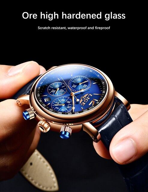 Zegarek męski LIGE biznesowy, luksusowy, kwarcowy, skórzany pasek, wodoodporny 30M, modny, reloj hombre + Box - Wianko - 5