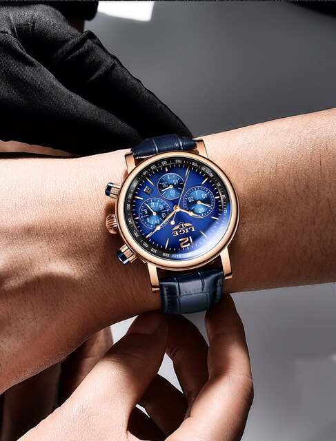 Zegarek męski LIGE biznesowy, luksusowy, kwarcowy, skórzany pasek, wodoodporny 30M, modny, reloj hombre + Box - Wianko - 11