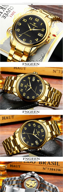 Męski zegarek mechaniczny FNGEEN 6608 Luminous ze stali nierdzewnej, wodoodporny - Wianko - 17