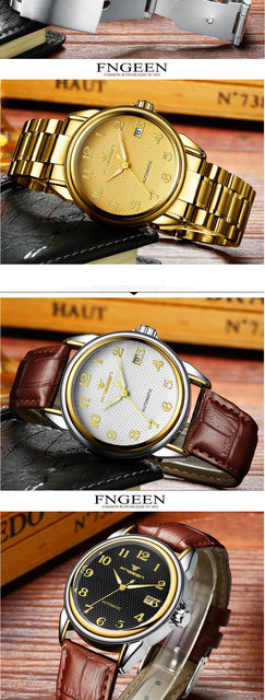 Męski zegarek mechaniczny FNGEEN 6608 Luminous ze stali nierdzewnej, wodoodporny - Wianko - 18