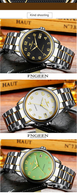 Męski zegarek mechaniczny FNGEEN 6608 Luminous ze stali nierdzewnej, wodoodporny - Wianko - 16