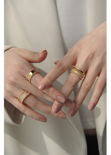 Pierścień kobiecy z mosiądzu, ozdobiony 18K złotem i cyrkoniami AAA, w stylu punkowym, idealny na imprezy i koktajle, inspirowany modą japońską i koreańską - Wianko - 3