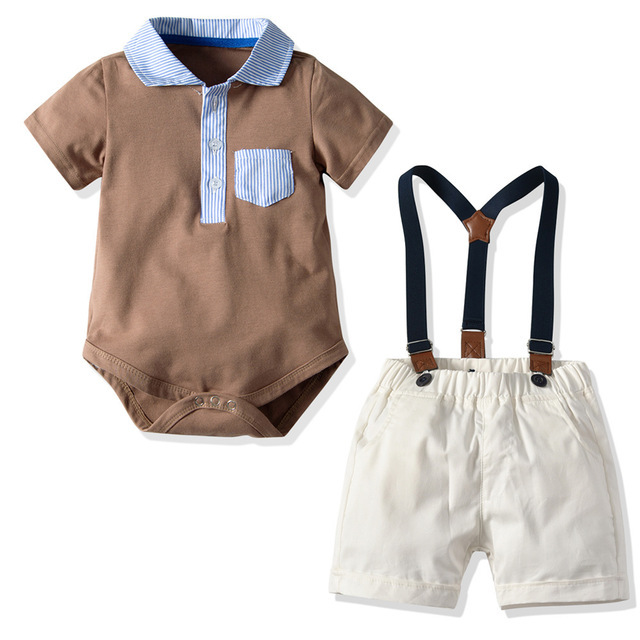 Zestaw ubrań dla niemowląt chłopców: letnie topy + spodenki, roczek, ślub, urodziny (2 sztuki) - Wianko - 33