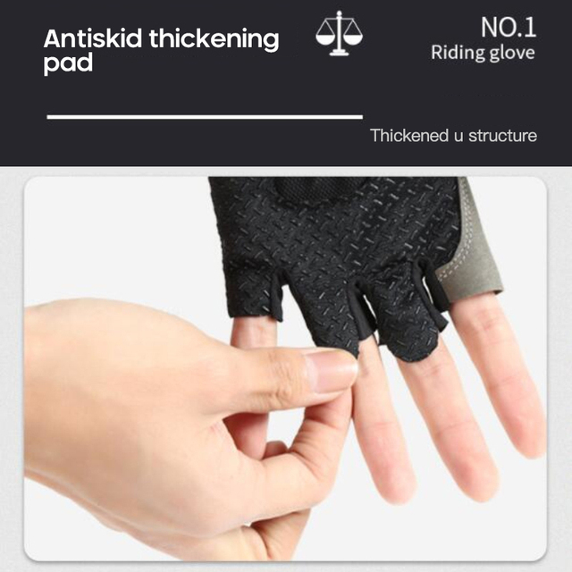 Nowe oddychające, antypoślizgowe rękawiczki rowerowe z systemem Anti-shock, dla mężczyzn i kobiet - pół palcówka 2021 - Wianko - 6