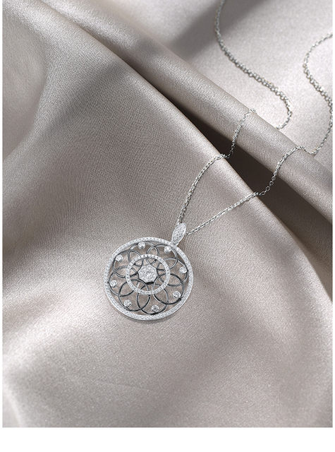 Wisiorek SANTUZZA z białą musującą cyrkonią sześcienną - koło kalejdoskop Trendy Fine Jewelry - Wianko - 2