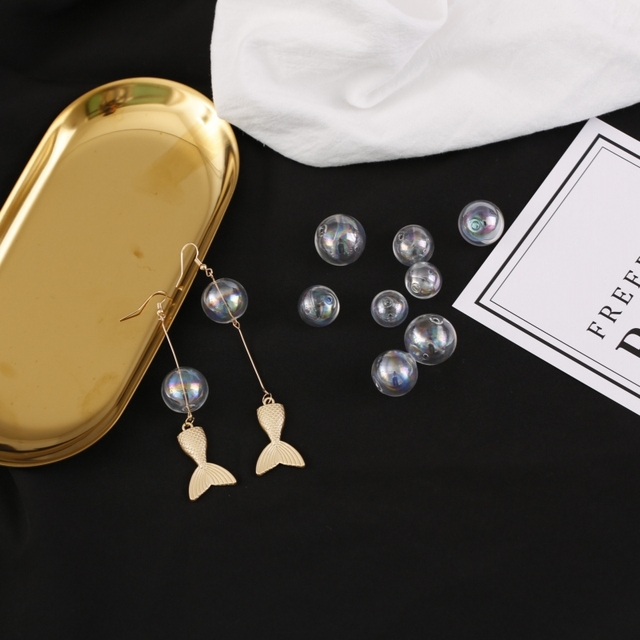 Wisiorek w kształcie bańki z pianki syreny, zdobiony szklaną kulą - handmade biżuteria DIY - Wianko - 1