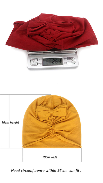 Noworodek kapelusz z kokardą bawełniany turban - ciepła czapka dla dziewczynek z dużą kokardką - Wianko - 2