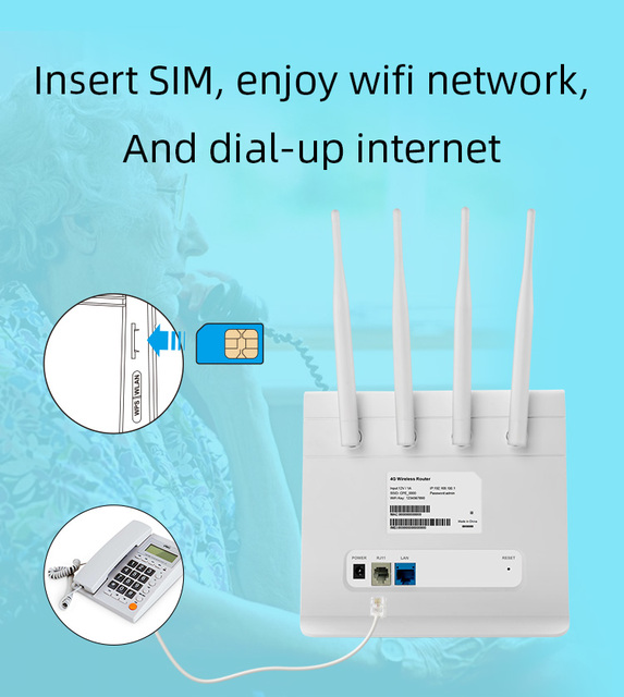 Mobilny router bezprzewodowy z 4G VoLTE, hotspot i modem telefoniczny YLMOHO z gniazdkiem Sim, portem RJ11 i LAN - Wianko - 2
