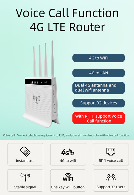 Mobilny router bezprzewodowy z 4G VoLTE, hotspot i modem telefoniczny YLMOHO z gniazdkiem Sim, portem RJ11 i LAN - Wianko - 1