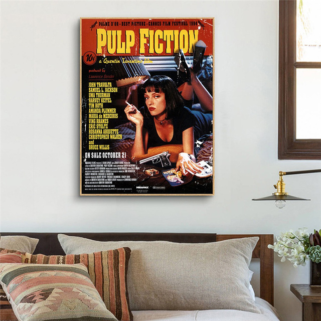 Klasyczny plakat filmowy Pulp Fiction - obraz na płótnie w stylu vintage do dekoracji wnętrz - Wianko - 2